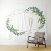 豪華なユーカリの花のゴールドフレーム ウェディングプロップ タペストリー (インサイチュ(横))