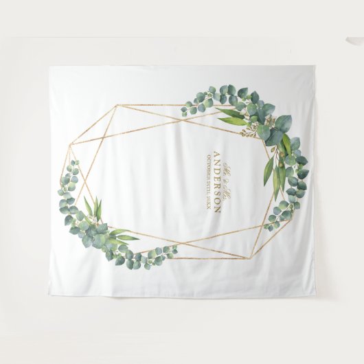 豪華なユーカリの花のゴールドフレーム ウェディングプロップ タペストリー (正面(横))