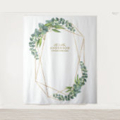 豪華なユーカリの花のゴールドフレーム ウェディングプロップ タペストリー (正面)