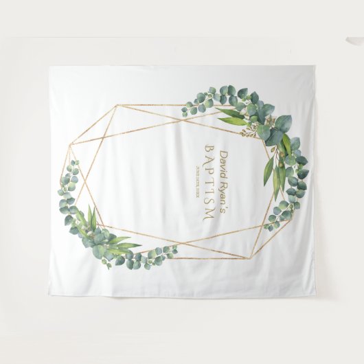 豪華なユーカリの花のゴールド洗礼小道具 タペストリー (正面(横))