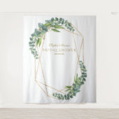 豪華なユーカリの花のゴールド ブライダルシャワー プロップ タペストリー (正面)