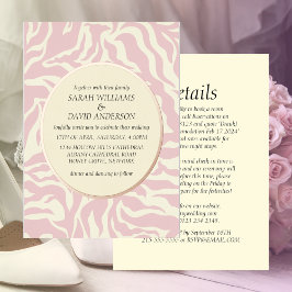 豪華なライトバラピンクマティススタイルフォイルインヴィ 箔招待状