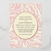 豪華なライトバラピンクマティススタイルフォイルインヴィ 箔招待状 (正面)