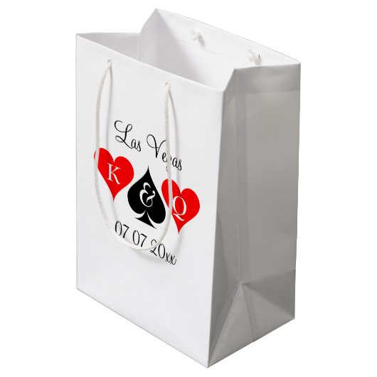 豪華なラスベガスの行き先パーソナライズされた結婚式 ミディアムペーパーバッグ (裏面アングル)