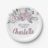 豪華なラベンダーの花柄のスプレー ペーパープレート (正面)