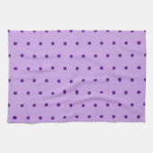 豪華なラベンダー紫の水玉模様のライラック キッチンタオル (横)