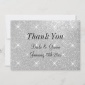 豪華なラメ入り結婚式サンクスカード サンキューカード (正面)