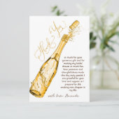 豪華なランチとバブルリー ゴールド エレガント ブライダルシャワー サンキューカード (スタンド正面)