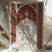 豪華なルビー色クリームレースのイスラム教式ウェディングドレス 招待状