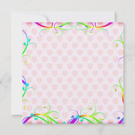 豪華なレインボーフラワーズとピンクのハート (正面)