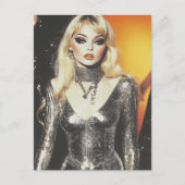 豪華なレトロブロンドの女性の装きらめく置 ポストカード (正面)