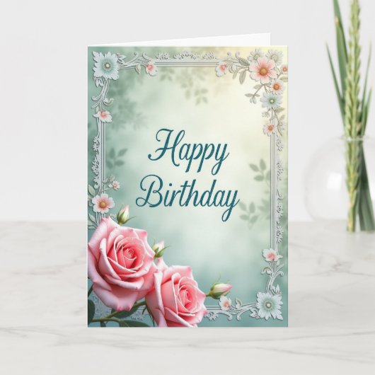 豪華なレースの誕生日カード カード (正面)
