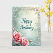 豪華なレースの誕生日カード カード (黄色い花)