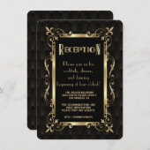 豪華なロアリング20年代のゴールドアートデコ受付 招待状 (正面/裏面)