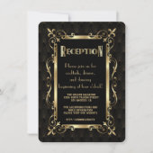 豪華なロアリング20年代のゴールドアートデコ受付 招待状 (正面)
