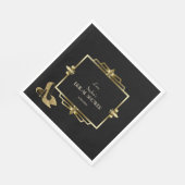 豪華なロイヤルゴールドブラックアートデコスタイルのウェディングシャワーパーティー スタンダードランチョンナプキン (角)
