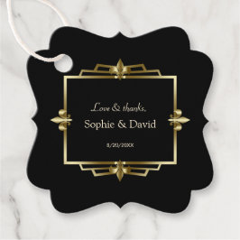 豪華なロイヤルゴールドブラックアートデコ20年代のウェディング フェイバータグ