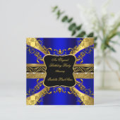 豪華なロイヤルブルー ブラック ゴールドの誕生日パーティー3 招待状 (スタンド正面)