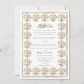 豪華なロマンチック ヴィンテージ ゴールド イースラム教 結婚式 招待状 (正面)