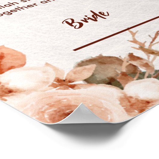 豪華なローズゴールドの花模様の額縁に入ったニカーフ契約書 ポスター (角)