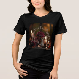 豪華なヴィクトリアンミラーパープルローズキャンドルライト トライブレンドTシャツ