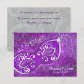 豪華なヴィクトリアン・マスカレードボール・ウェディング・RSVP 出欠カード (正面/裏面)