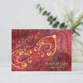 豪華なヴィクトリアン・マスカレード・ボール・ウェディング・RSVP 出欠カード (スタンド正面)