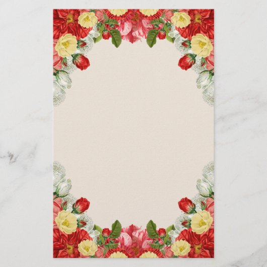 豪華なヴィンテージのビクトリアンな英国の庭の花柄 便箋 (正面)