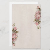 豪華なヴィンテージのピンクのバラの文房具 便箋 (正面/裏面)