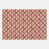 豪華なヴィンテージクリームと赤いダマスクパターン ラッピングペーパーシート (正面2)