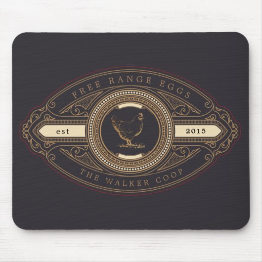 豪華なヴィンテージゴールデンチキンファーム マウスパッド (正面)