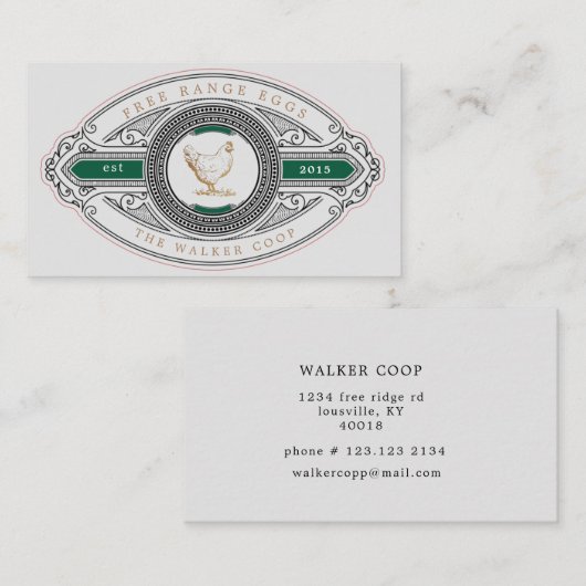 豪華なヴィンテージゴールデンチキンファーム 名刺 (正面/裏面)