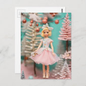 豪華なヴィンテージ人形クリスマス ポストカード (正面/裏面)