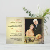 豪華なヴィンテージ風の50周年結婚記念日招待状 招待状 (スタンド正面)