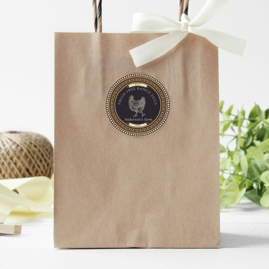 豪華なヴィンテージ黄金の卵カートンラベル ラウンドシール