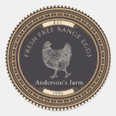 豪華なヴィンテージ黄金の卵カートンラベル ラウンドシール (正面)