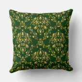 豪華な中世モノグラムの金ゴールドの深緑色のダマスク織 クッション (裏面)