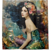 豪華な人魚のコラージュ シャワーカーテン (正面)