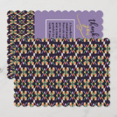 豪華な伝統ソンケットのピクセル刺繍モチーフ サンキューカード (正面/裏面)