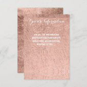 豪華な偽のローズゴールドの葉の結婚式ゲスト情報 エンクロージャーカード (正面/裏面)