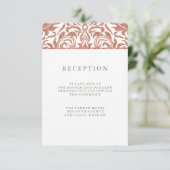 豪華な偽のローズゴールド グリッター ダマスク 披露宴 招待状 (スタンド正面)