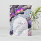 豪華な偽ホログラフィックアゲート大理石ジオード結婚式 招待状 (スタンド正面)