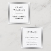 豪華な光沢のあるフレームの銀色の四角い名刺 スクエア名刺 (正面/裏面)