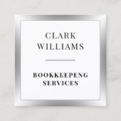 豪華な光沢のあるフレームの銀色の四角い名刺 スクエア名刺 (正面)