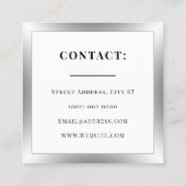 豪華な光沢のあるフレームの銀色の四角い名刺 スクエア名刺 (裏面)