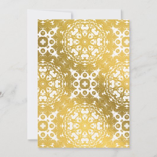 豪華な光沢のある金ゴールドダマスク退職パーティー 招待状 (裏面)