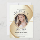 豪華な写真の誕生日卒業証書 スパーキングゴールド 招待状 (正面)