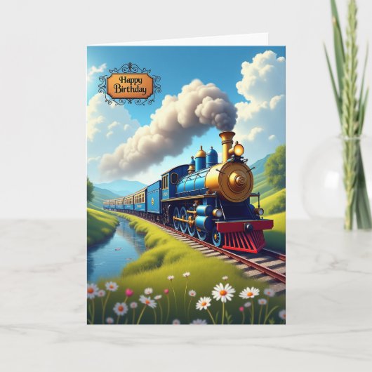 豪華な列車の誕生日カード カード (正面)