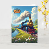 豪華な列車の誕生日カード カード (黄色い花)