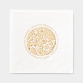 豪華な化膿性金ゴールドと白アールデコフローラ 箔ナプキン (正面)
